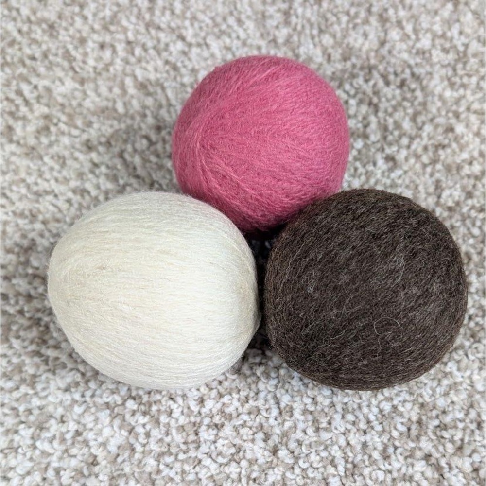 Wool Dryer Balls Brown/Natural/Raspberry Natural Fabric Softener Static Remover